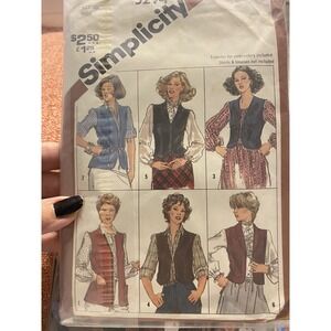 Vintage Simplicity Sewing Pattern 5294 Misses Vests Size 10 Cut Complete